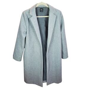 Zara Grey Overflap Open Front Coat Jacket Large